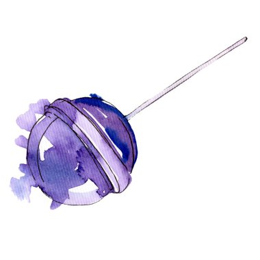 Sert şeker lolipop. Suluboya tatlılar arka plan illüstrasyon küme. İzole tatlı gıda illüstrasyon öğesi.