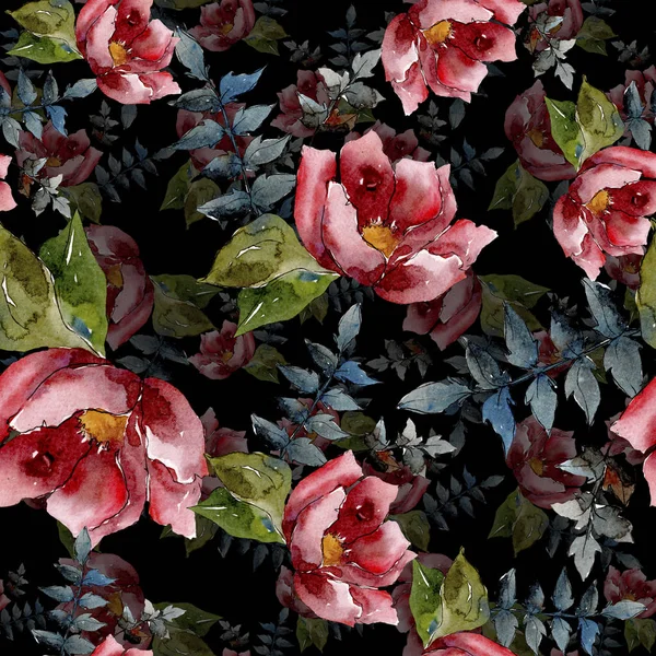 부케 구성 꽃 식물 꽃입니다. 수채화 배경 그림 설정 합니다. 원활한 배경 패턴. — 스톡 사진