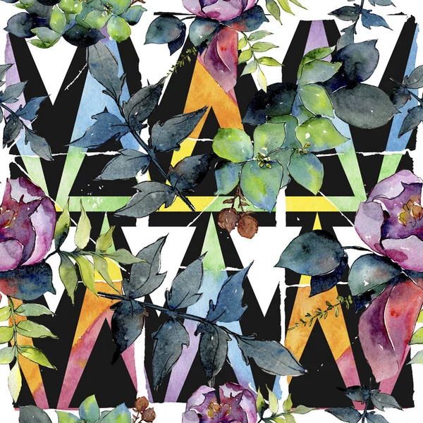 부케 구성 꽃 식물 꽃입니다. 수채화 배경 그림 설정 합니다. 원활한 배경 패턴. — 스톡 사진