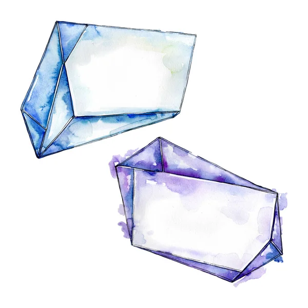 Pedra de diamante colorido jóias minerais. Conjunto de fundo aquarela. Isolado ilustração de cristal — Fotografia de Stock