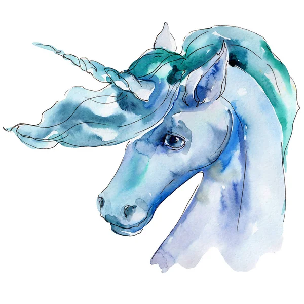 Lindo unicornio caballo animal cuerno carácter. Conjunto de ilustración de fondo acuarela. Elemento de ilustración unicornio aislado . —  Fotos de Stock