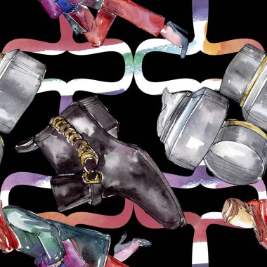 Bir suluboya stil izole öğesi moda kroki. Suluboya resim ayarlayın. Sorunsuz arka plan deseni.