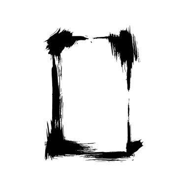 Vektör kuru fırçalama çerçeveler. Elle çizilmiş sanatsal çerçeve. Siyah ve beyaz mürekkep sanat kazınmış. Çerçeve kenarlığı süsleme Meydanı.