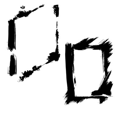 Vektör kuru fırçalama çerçeveler. Elle çizilmiş sanatsal çerçeve. Siyah ve beyaz mürekkep sanat kazınmış. Çerçeve kenarlığı süsleme Meydanı.