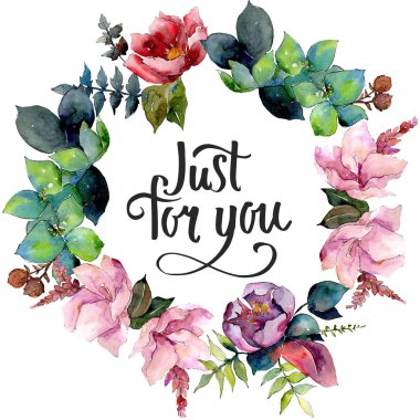 Buket kompozisyon çiçek botanik çiçekler. Vahşi bahar yaprak izole kır çiçeği. Suluboya arka plan illüstrasyon küme. Suluboya çizim moda aquarelle. Çerçeve kenarlığı süsleme Meydanı.