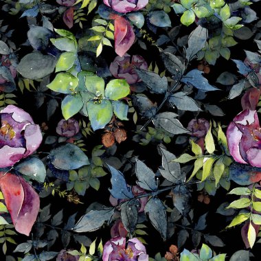 Buket kompozisyon botanik çiçek. Vahşi bahar yaprak izole. Suluboya resim kümesi. Suluboya çizim moda aquarelle. Sorunsuz arka plan deseni. Kumaş duvar kağıdı yazdırma doku.