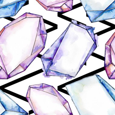 Renkli elmas taş takı mineraller. Suluboya kristal taş arka plan ayarlayın. Sorunsuz arka plan deseni.