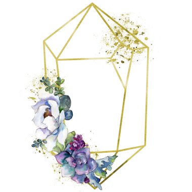 Buketler çiçek botanik çiçekler. Suluboya arka plan illüstrasyon küme. Çerçeve kenarlığı süsleme Meydanı.