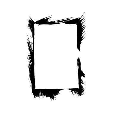 Vektör kuru fırçalama çerçeveler. Elle çizilmiş sanatsal çerçeve. Siyah ve beyaz mürekkep sanat kazınmış. Çerçeve kenarlığı süsleme Meydanı.
