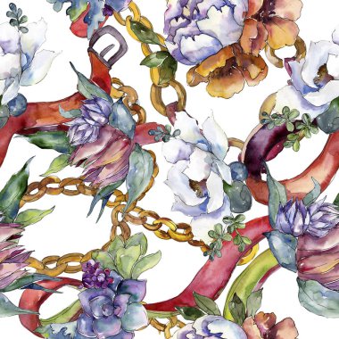 Buketler çiçek botanik çiçekler. Vahşi bahar yaprak izole. Suluboya resim kümesi. Suluboya çizim moda aquarelle. Sorunsuz arka plan deseni. Kumaş duvar kağıdı yazdırma doku.