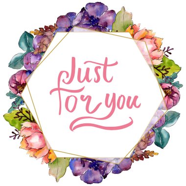 Mavi mor buket çiçek botanik çiçekler. Vahşi bahar yaprak izole kır çiçeği. Suluboya arka plan illüstrasyon küme. Suluboya çizim moda aquarelle. Çerçeve kenarlığı süsleme Meydanı.