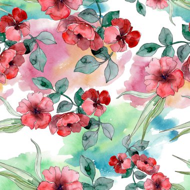 Lüks moda kır çiçekleri ile yazdırır. Botanik çiçek. Suluboya resim kümesi. Suluboya çizim moda aquarelle. Sorunsuz arka plan deseni. Kumaş duvar kağıdı yazdırma doku.