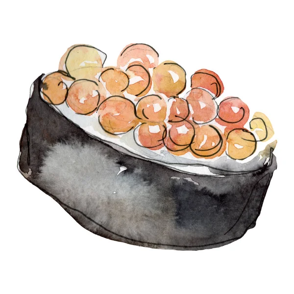 Akvarell Sushi Uppsättning Vackra God Japansk Mat Illustration Akvarell Handen — Stockfoto