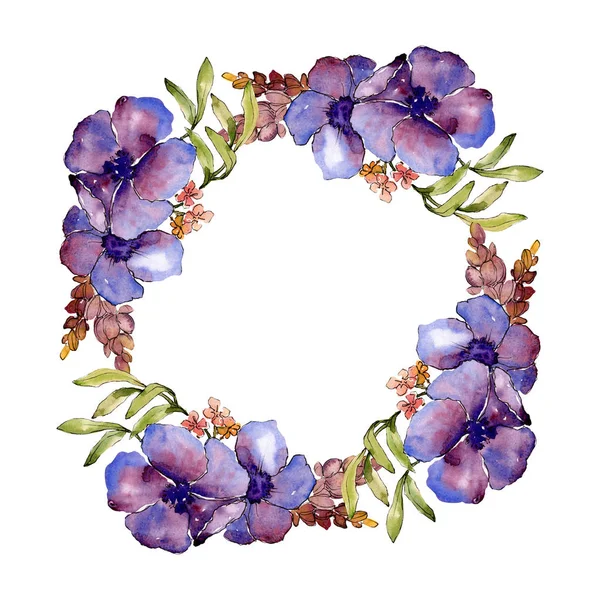 Ramo Azul Púrpura Flores Botánicas Florales Flor Silvestre Hoja Primavera — Foto de Stock