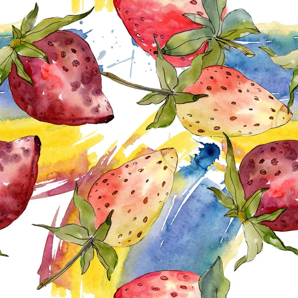 Erdbeere Gesunde Ernährung Aquarell Hintergrundillustration Set Aquarellzeichnung Modeaquarell Isoliert Nahtlose — Stockfoto