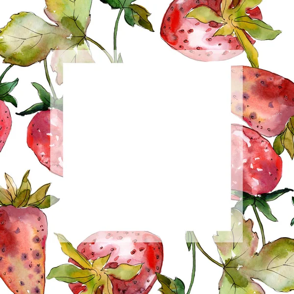 Fraise Alimentation Saine Ensemble Illustration Fond Aquarelle Aquarelle Dessin Mode — Photo