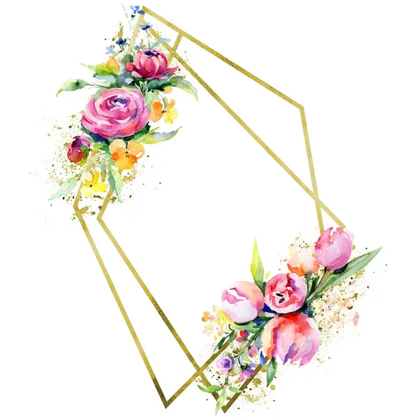 Buketler çiçek botanik çiçekler. Vahşi bahar yaprak izole kır çiçeği. Suluboya arka plan illüstrasyon küme. Suluboya çizim moda aquarelle izole. Çerçeve kenarlığı süsleme Meydanı.