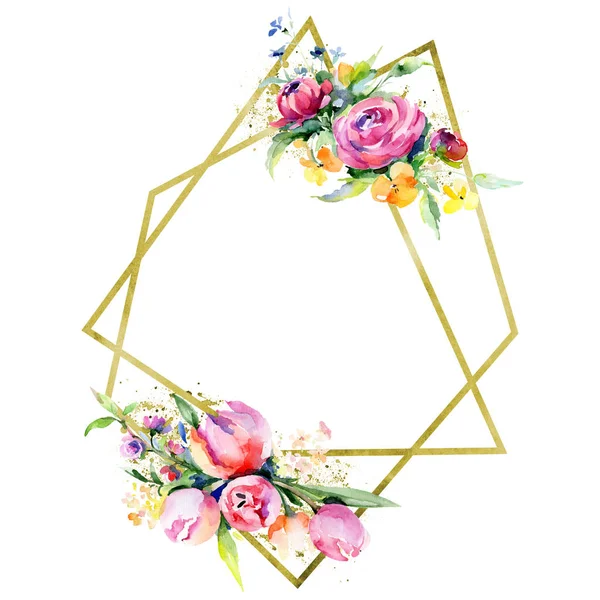 Buketler çiçek botanik çiçekler. Vahşi bahar yaprak izole kır çiçeği. Suluboya arka plan illüstrasyon küme. Suluboya çizim moda aquarelle izole. Çerçeve kenarlığı süsleme Meydanı.