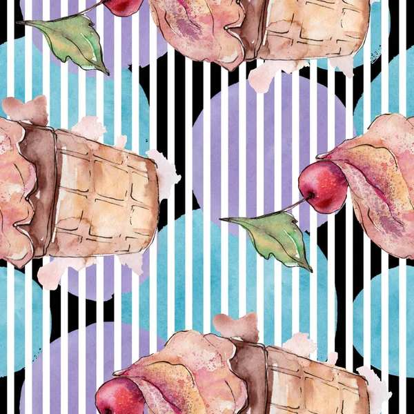 Sabroso Helado Estilo Acuarela Aquarelle Dulce Postre Ilustración Conjunto Moda — Foto de Stock