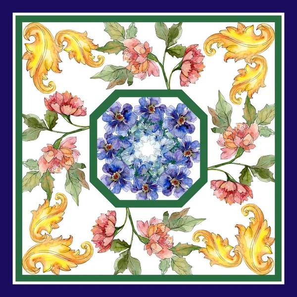 Μόδα Πολυτελές Εκτυπώσεις Αγριολούλουδα Floral Βοτανικό Λουλούδι Σετ Ακουαρέλας Εικονογράφηση — Φωτογραφία Αρχείου
