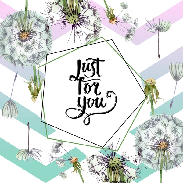 Dandelion blowball with seeds. Watercolor background illustration set. Watercolour drawing fashion aquarelle isolated. Frame border ornament square.
