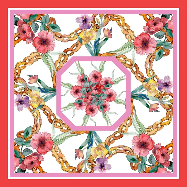 Luxe mode wordt afgedrukt met wilde bloemen patroon. Aquarel achtergrond afbeelding instellen — Stockfoto