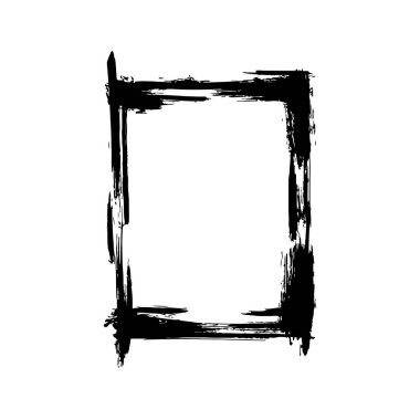 Vektör kuru fırçalama çerçeveler. Elle çizilmiş sanatsal çerçeve. Siyah ve beyaz mürekkep sanat kazınmış. Çerçeve kenarlığı süsleme Meydanı.