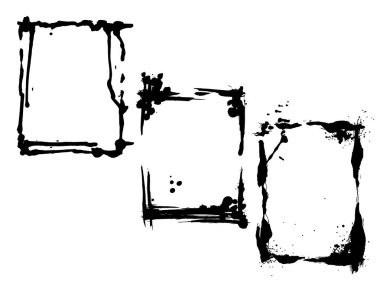 Vektör kuru fırçalama çerçeveler. Elle çizilmiş sanatsal çerçeve. Siyah ve beyaz mürekkep sanat kazınmış. Çerçeve kenarlığı süsleme Meydanı.