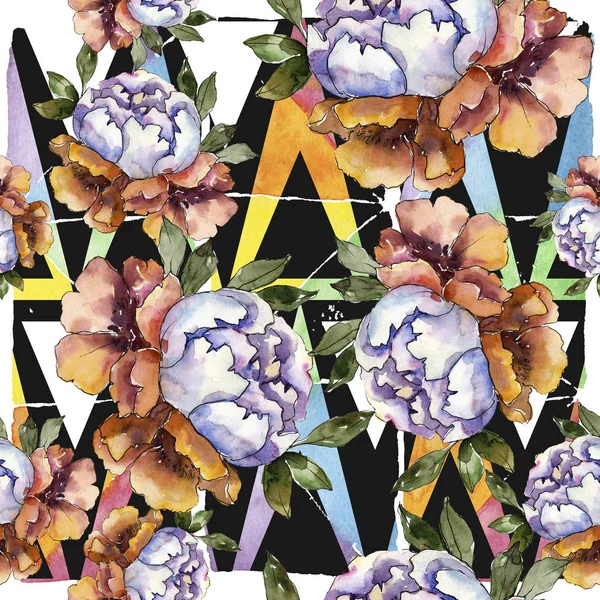 Csokorkészítés virág botanikai virágok. Akvarell háttér illusztráció készlet. Varratmentes háttérben minta. — Stock Fotó