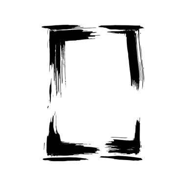 Vektör kuru fırçalama çerçeveler. Elle çizilmiş sanatsal çerçeve. Siyah ve beyaz mürekkep sanat kazınmış. Çerçeve kenarlığı süsleme Meydanı.