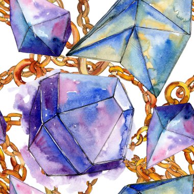 Renkli elmas taş takı mineraller. Suluboya kristal taş arka plan ayarlayın. Sorunsuz arka plan deseni.