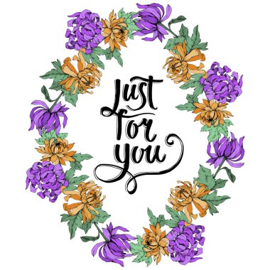 Vektör krizantem çiçek botanik çiçekler. Oyulmuş mürekkep sanat. Çerçeve kenarlığı süsleme Meydanı.