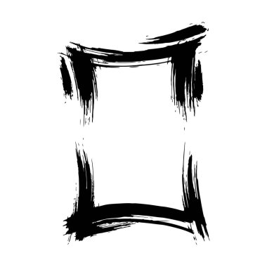 Vektör kuru fırçalama çerçeveler. Elle çizilmiş sanatsal çerçeve. Siyah ve beyaz mürekkep sanat kazınmış. Çerçeve kenarlığı süsleme Meydanı.