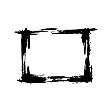Vektör kuru fırçalama çerçeveler. Elle çizilmiş sanatsal çerçeve. Siyah ve beyaz mürekkep sanat kazınmış. Çerçeve kenarlığı süsleme Meydanı.
