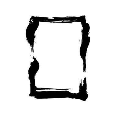 Vektör kuru fırçalama çerçeveler. Elle çizilmiş sanatsal çerçeve. Siyah ve beyaz mürekkep sanat kazınmış. Çerçeve kenarlığı süsleme Meydanı.
