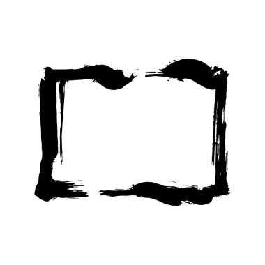 Vektör kuru fırçalama çerçeveler. Elle çizilmiş sanatsal çerçeve. Siyah ve beyaz mürekkep sanat kazınmış. Çerçeve kenarlığı süsleme Meydanı.