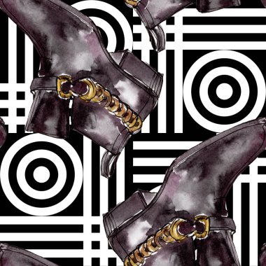 Bir suluboya stil izole öğesi moda kroki. Suluboya resim ayarlayın. Sorunsuz arka plan deseni.