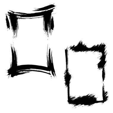 Vektör kuru fırçalama çerçeveler. Elle çizilmiş sanatsal çerçeve. Siyah ve beyaz mürekkep sanat kazınmış. Çerçeve kenarlığı süsleme Meydanı.