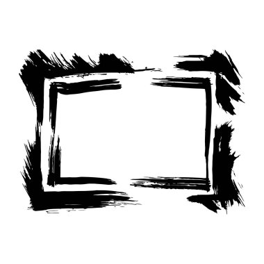 Vektör kuru fırçalama çerçeveler. Elle çizilmiş sanatsal çerçeve. Siyah ve beyaz mürekkep sanat kazınmış. Çerçeve kenarlığı süsleme Meydanı.