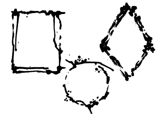 Vektor-Trockenbürstenrahmen. handgezeichnete künstlerische Rahmen. Schwarz-weiß gestochene Tuschekunst. Rahmen Rand Ornament Quadrat. — Stockvektor