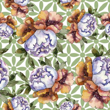 Buketler çiçek botanik çiçekler. Suluboya arka plan illüstrasyon küme. Sorunsuz arka plan deseni.