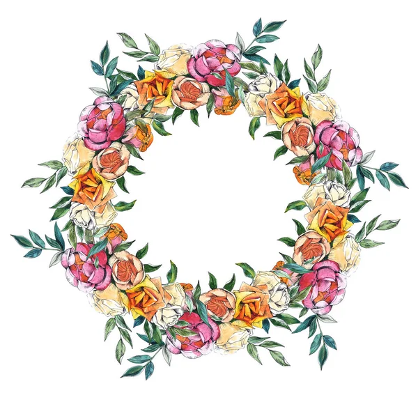 야생화 부케 꽃 식물 꽃입니다. 수채화 배경 그림 집합입니다. 프레임 보더 장식 스퀘어. — 스톡 사진