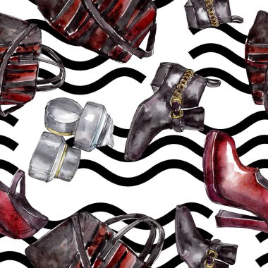 Bir suluboya stil izole öğesi moda kroki. Suluboya resim ayarlayın. Sorunsuz arka plan deseni.