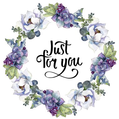 Buketler çiçek botanik çiçekler. Suluboya arka plan illüstrasyon küme. Çerçeve kenarlığı süsleme Meydanı.