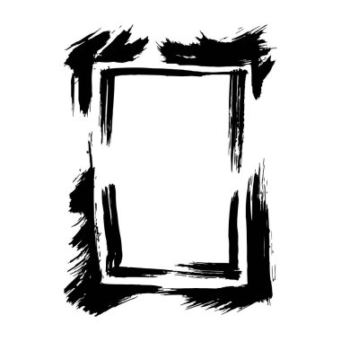 Vektör kuru fırçalama çerçeveler. Elle çizilmiş sanatsal çerçeve. Siyah ve beyaz mürekkep sanat kazınmış. Çerçeve kenarlığı süsleme Meydanı.