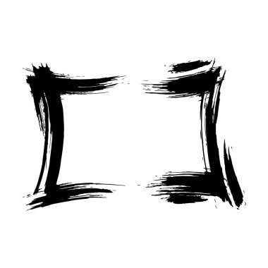 Vektör kuru fırçalama çerçeveler. Elle çizilmiş sanatsal çerçeve. Siyah ve beyaz mürekkep sanat kazınmış. Çerçeve kenarlığı süsleme Meydanı.