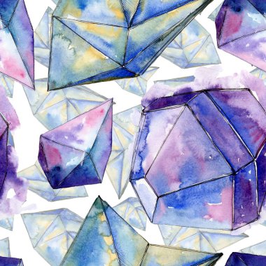 Renkli elmas taş takı mineraller. Suluboya kristal taş arka plan ayarlayın. Sorunsuz arka plan deseni.