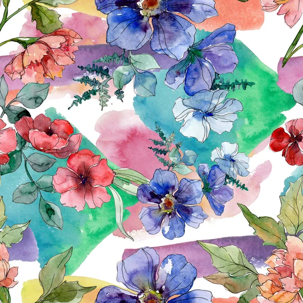 Luxury fashion prints with wildflowers. Watercolor background illustration set. Seamless background pattern. — Stock Photo, Image