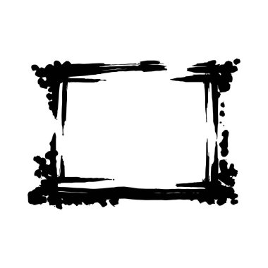 Vektör kuru fırçalama çerçeveler. Elle çizilmiş sanatsal çerçeve. Siyah ve beyaz mürekkep sanat kazınmış. Çerçeve kenarlığı süsleme Meydanı.