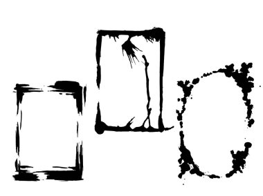 Vektör kuru fırçalama çerçeveler. Elle çizilmiş sanatsal çerçeve. Siyah ve beyaz mürekkep sanat kazınmış. Çerçeve kenarlığı süsleme Meydanı.